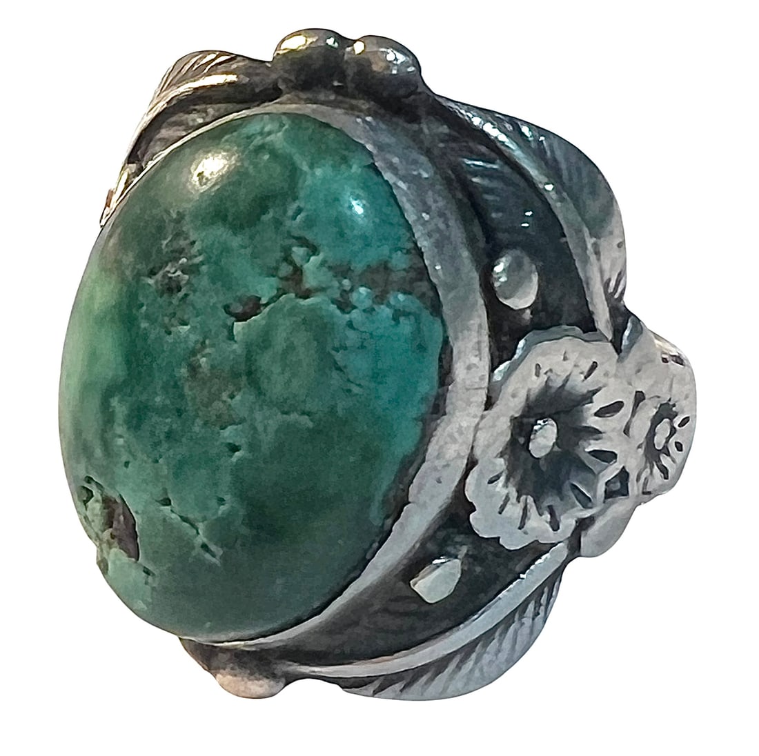 Native American Signed Sterling Silver Turquoise Ring (1 of 10)