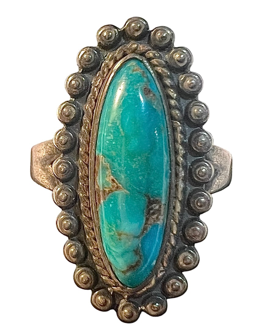 Old Trade Post Native American Sterling Silver and Turquoise Ring (1 of 6)
