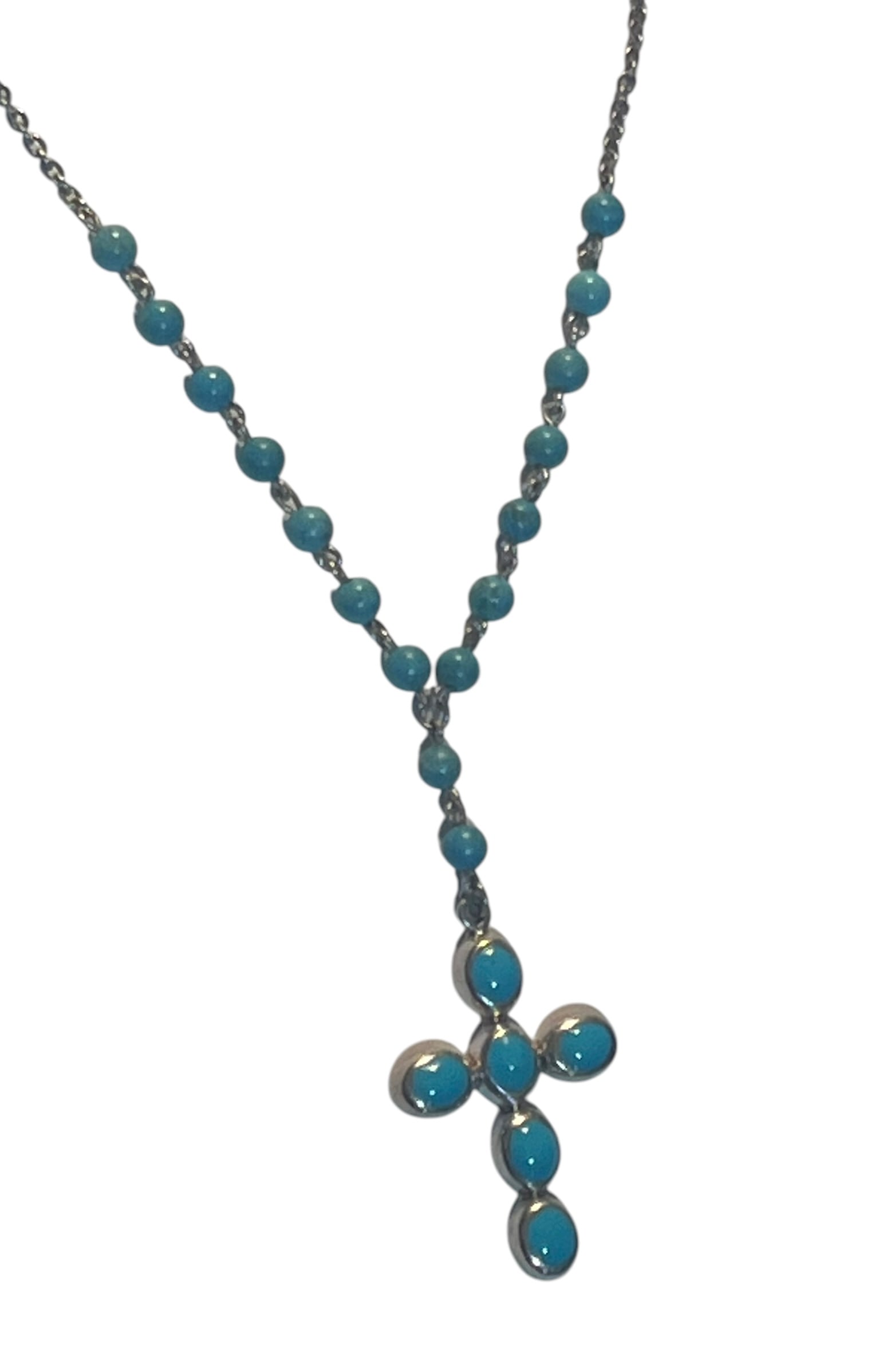 Sterling Silver and Turquoise Cross Necklace (1 of 9)