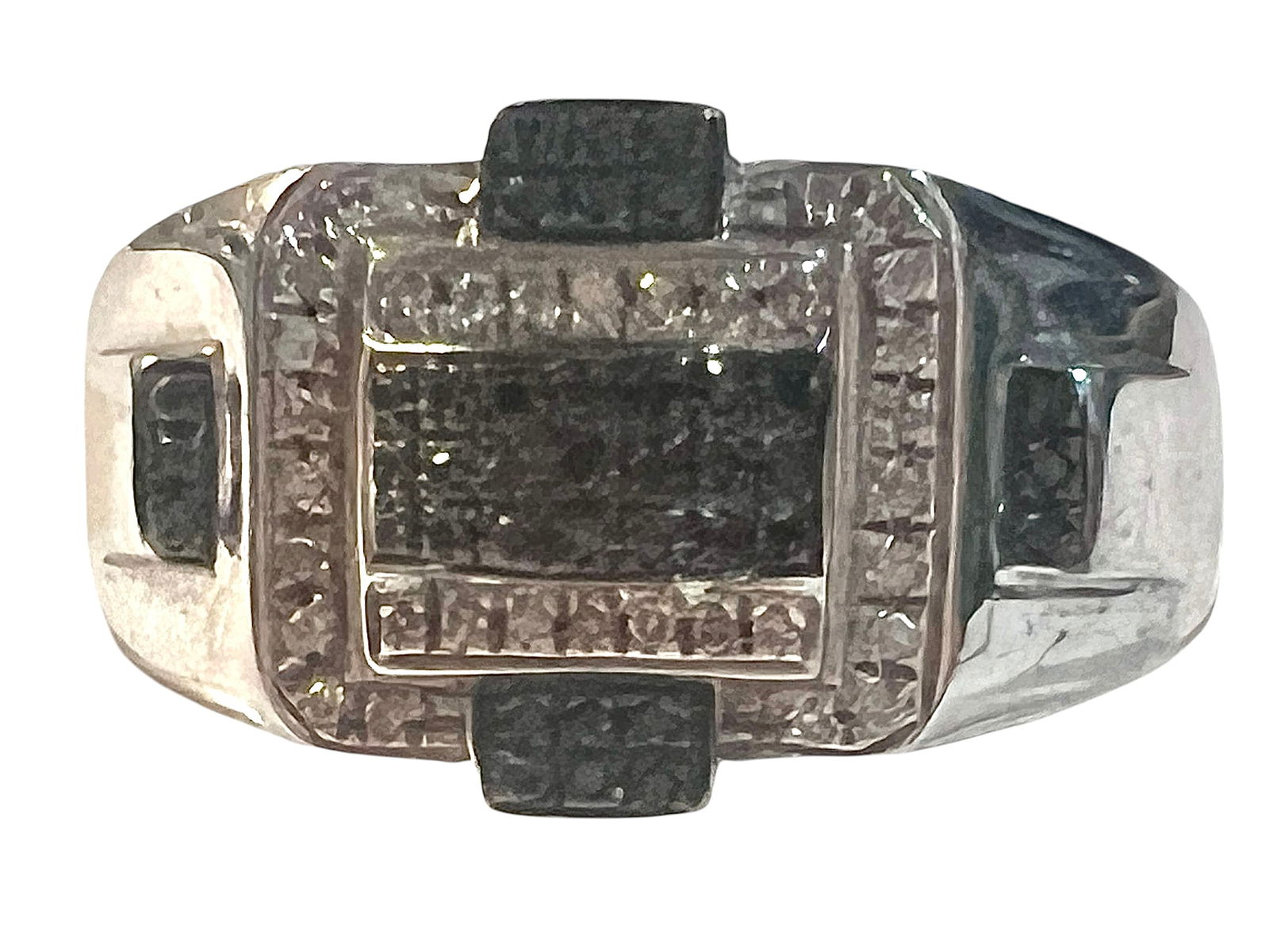 Diamond and Black Diamond Sterling Silver Man’s Ring (1 of 7)