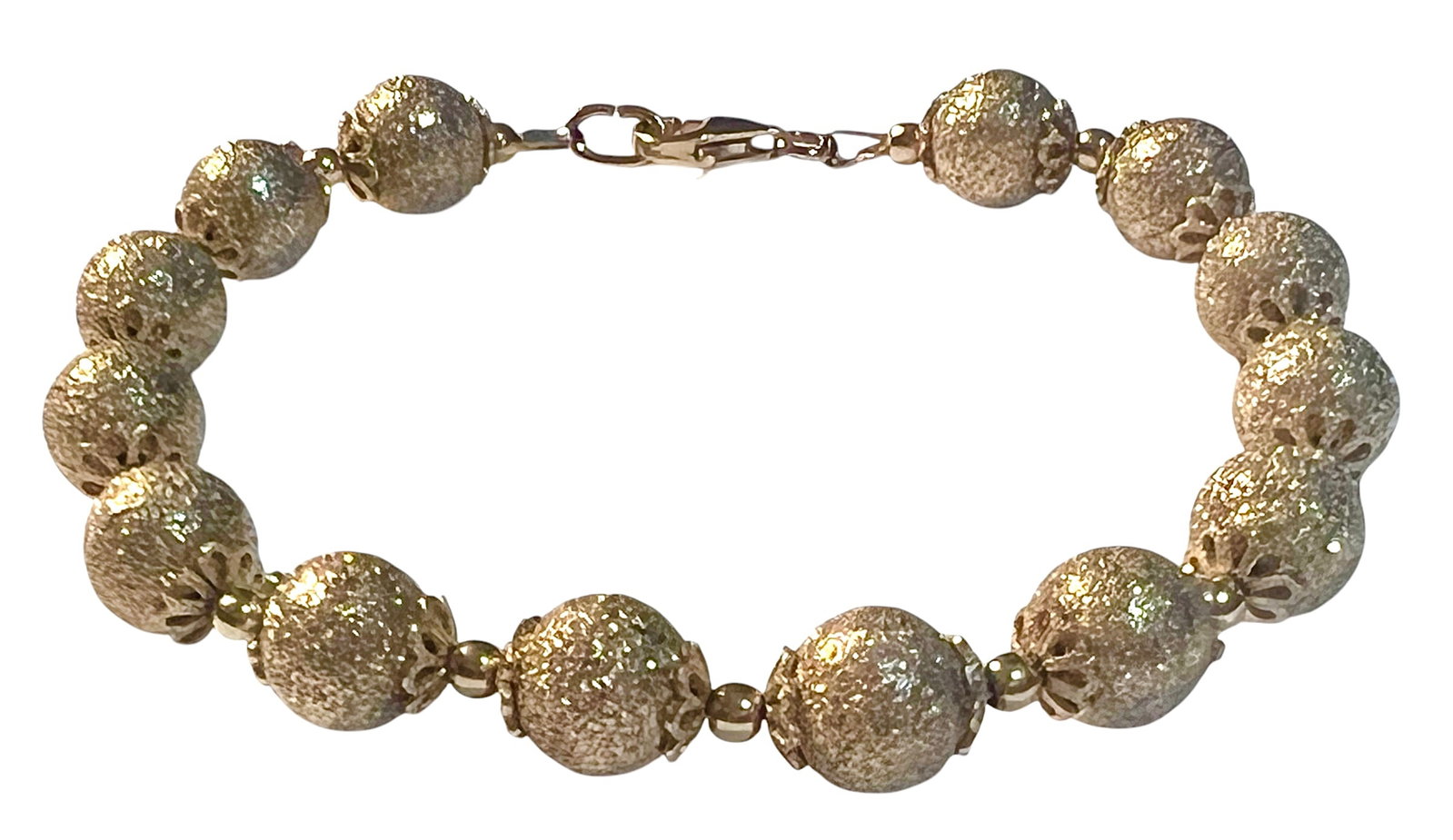 Gold Tone Sterling Silver Bracelet: Gold Tone Sterling Silver Bracelet. It is 8 inches long.