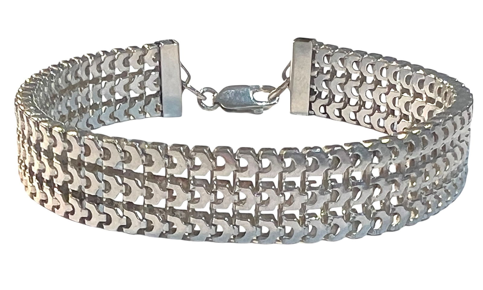 Sterling Silver Three Row Mesh Bracelet (1 of 8)