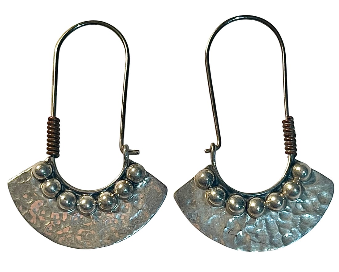 Mid Century Mexican Modernist Sterling Silver Earrings (1 of 9)