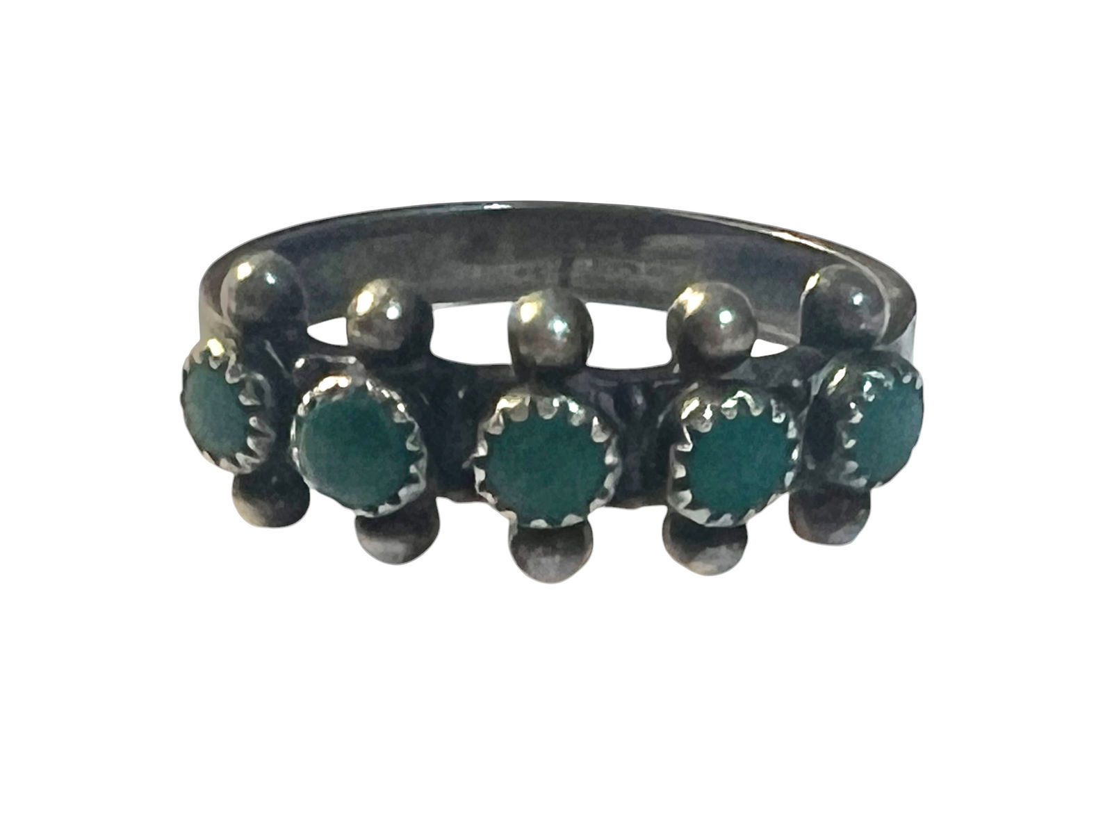 Harvey Era Trading Post Native American Sterling Ring with Turquoise: Harvey Era Trading Post Native American Sterling Ring with Turquoise. Size 7.5.