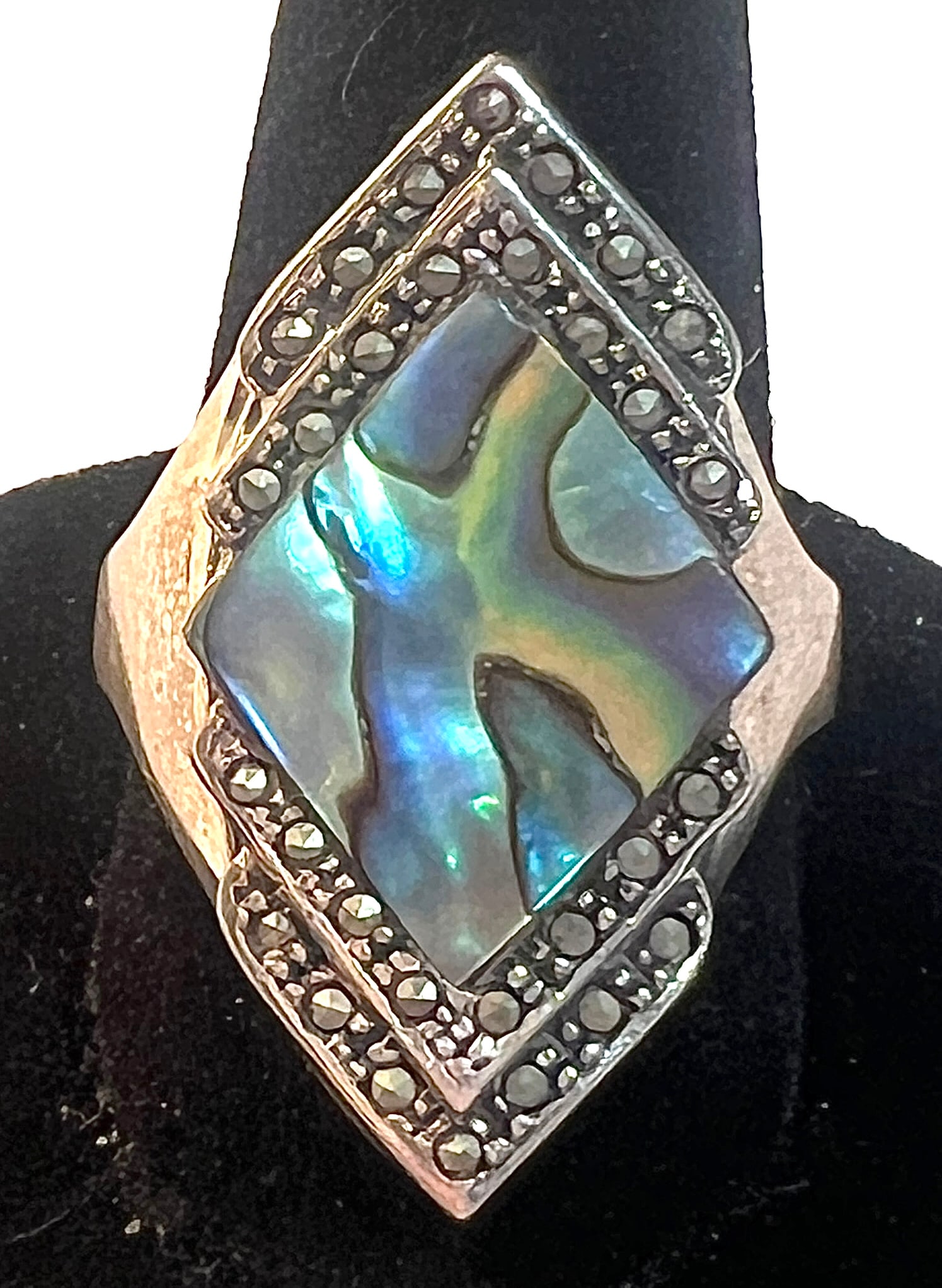 Modernist Sterling Silver Marcasite and MOP Ring (1 of 10)