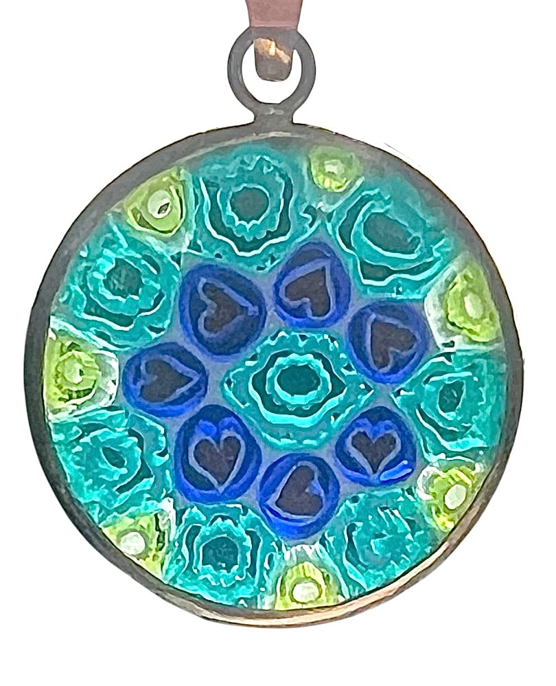 18K Gold Murano Millefiori Glass Pendant: 18K Gold Murano Millefiori Glass Pendant.