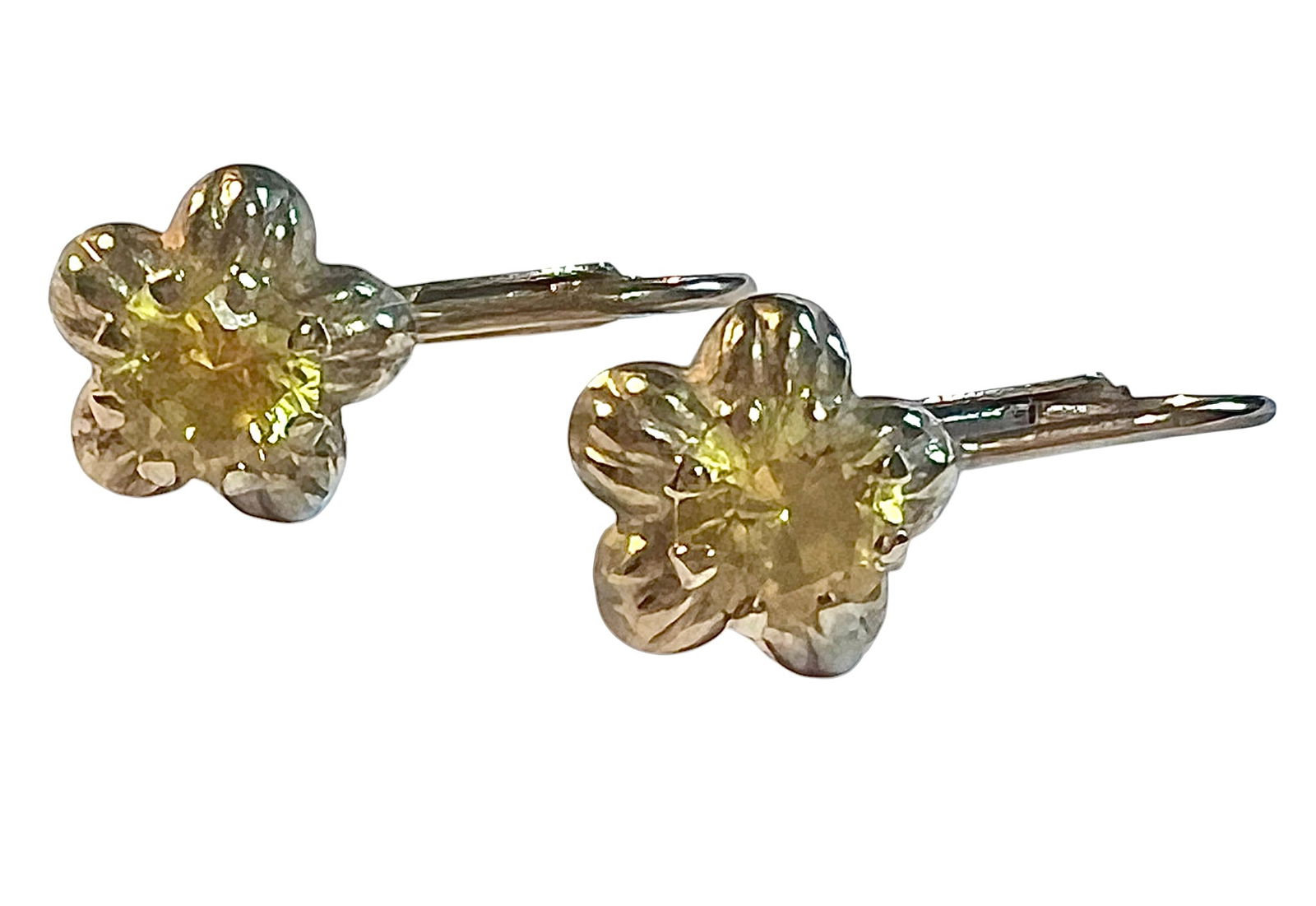 14K Gold Earrings with Yellow Stones Made in Italy (1 of 6)