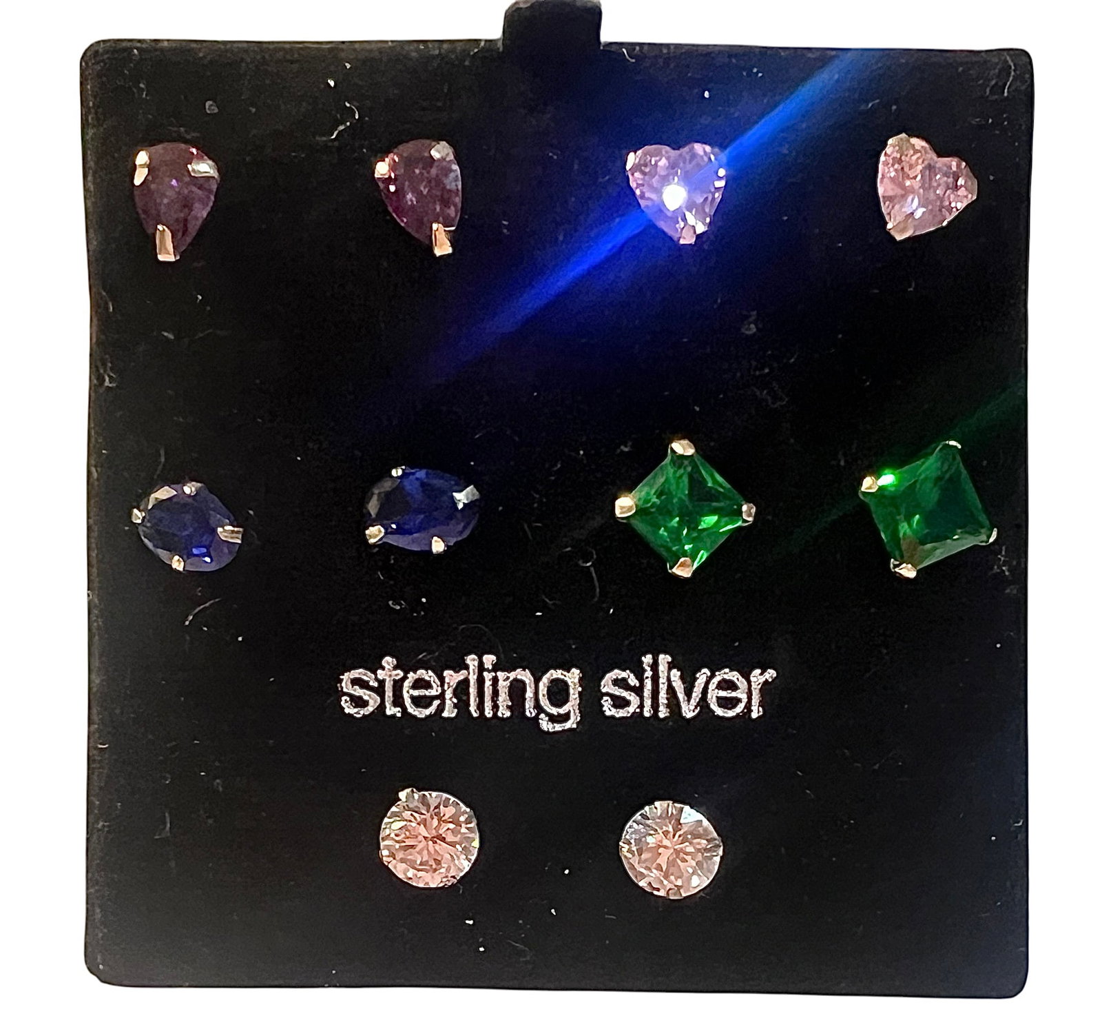 Lot of 5 Pairs of Sterling Silver Gemstone Stud Earrings (1 of 4)