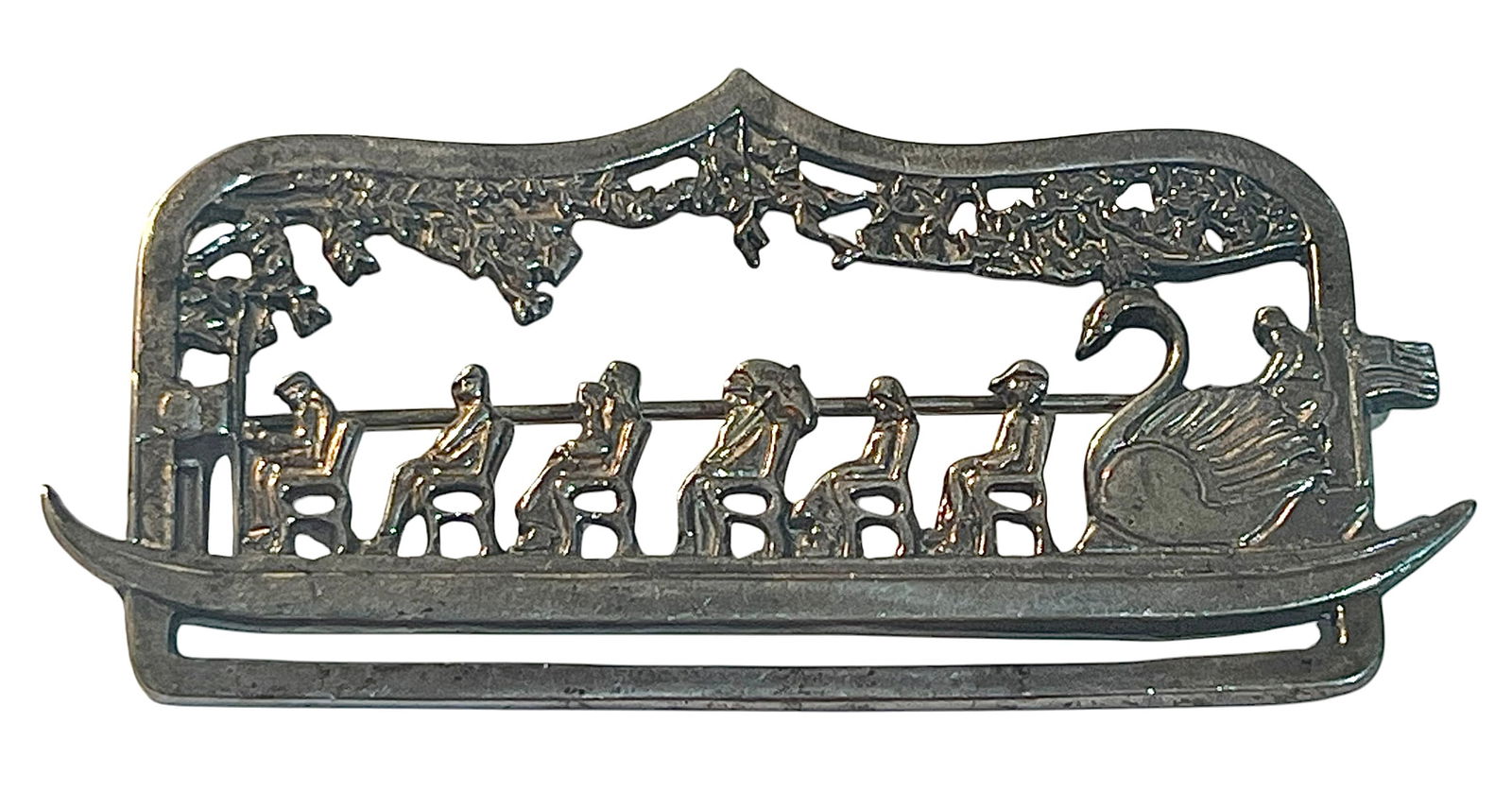 H+H Sterling Silver Swan Boat Brooch: H+H Sterling Silver Swan Boat Brooch. It is monogrammed To Mere Love Willie and Andre on the back.