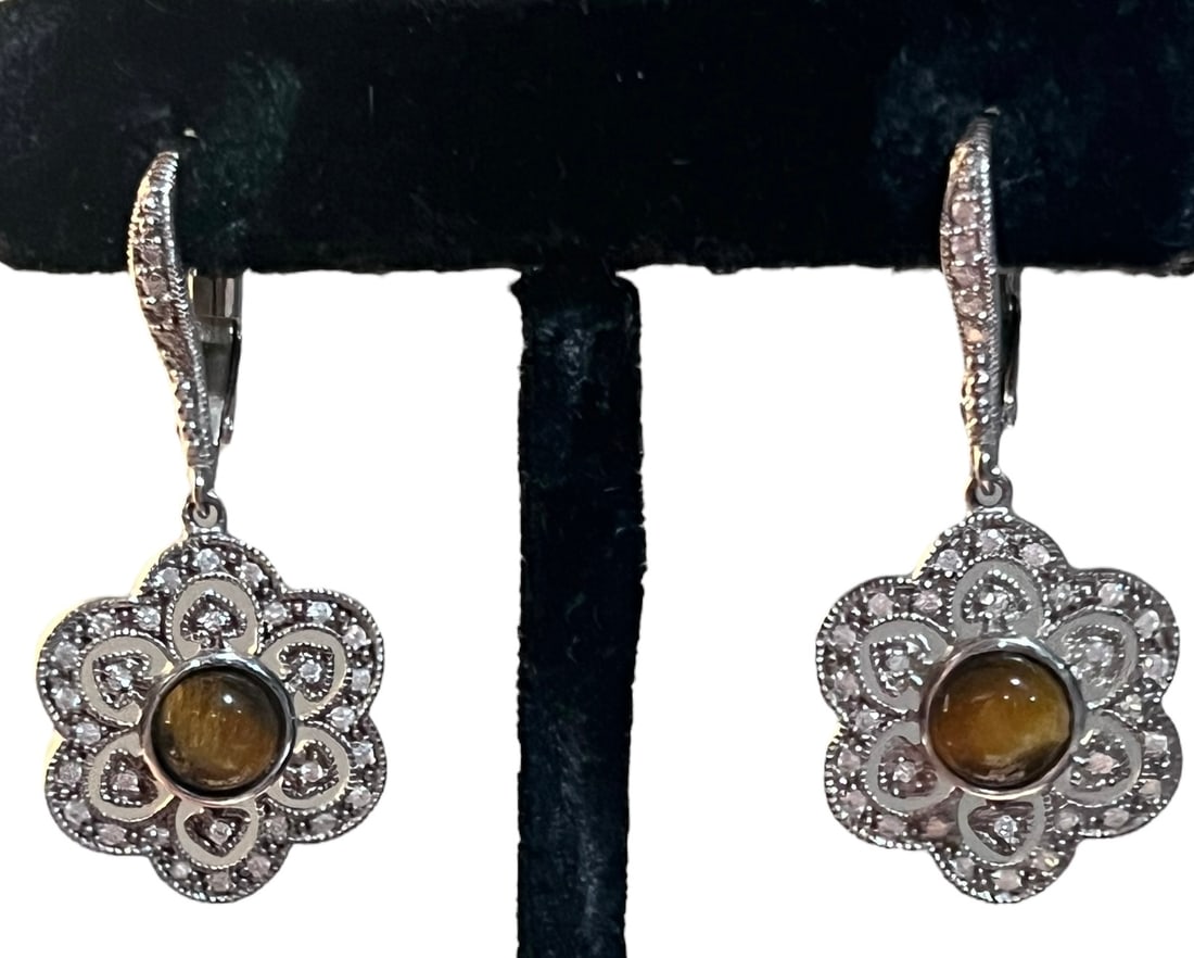 ESPO Sterling Silver Earrings with Tiger’s Eye: ESPO Sterling Silver Earrings with Tiger’s Eye.