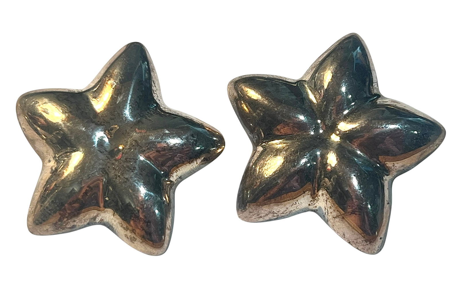 Vintage Sterling Silver Star Clip Earrings: Vintage Sterling Silver Star Clip Earrings.