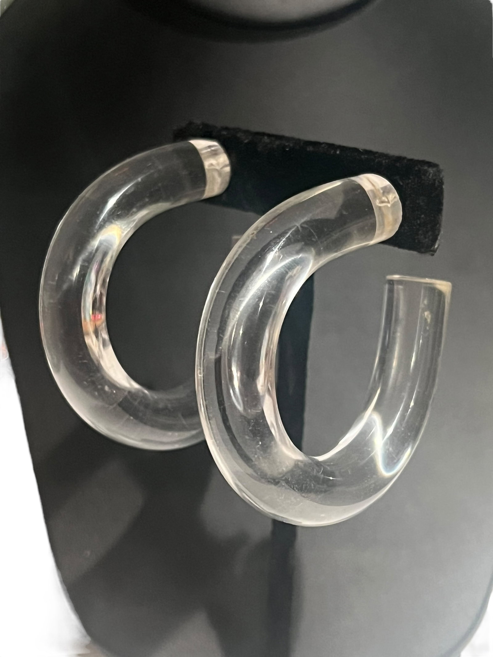 Large Vintage Lucite Hoop Earrings: Large Vintage Lucite Hoop Earrings .