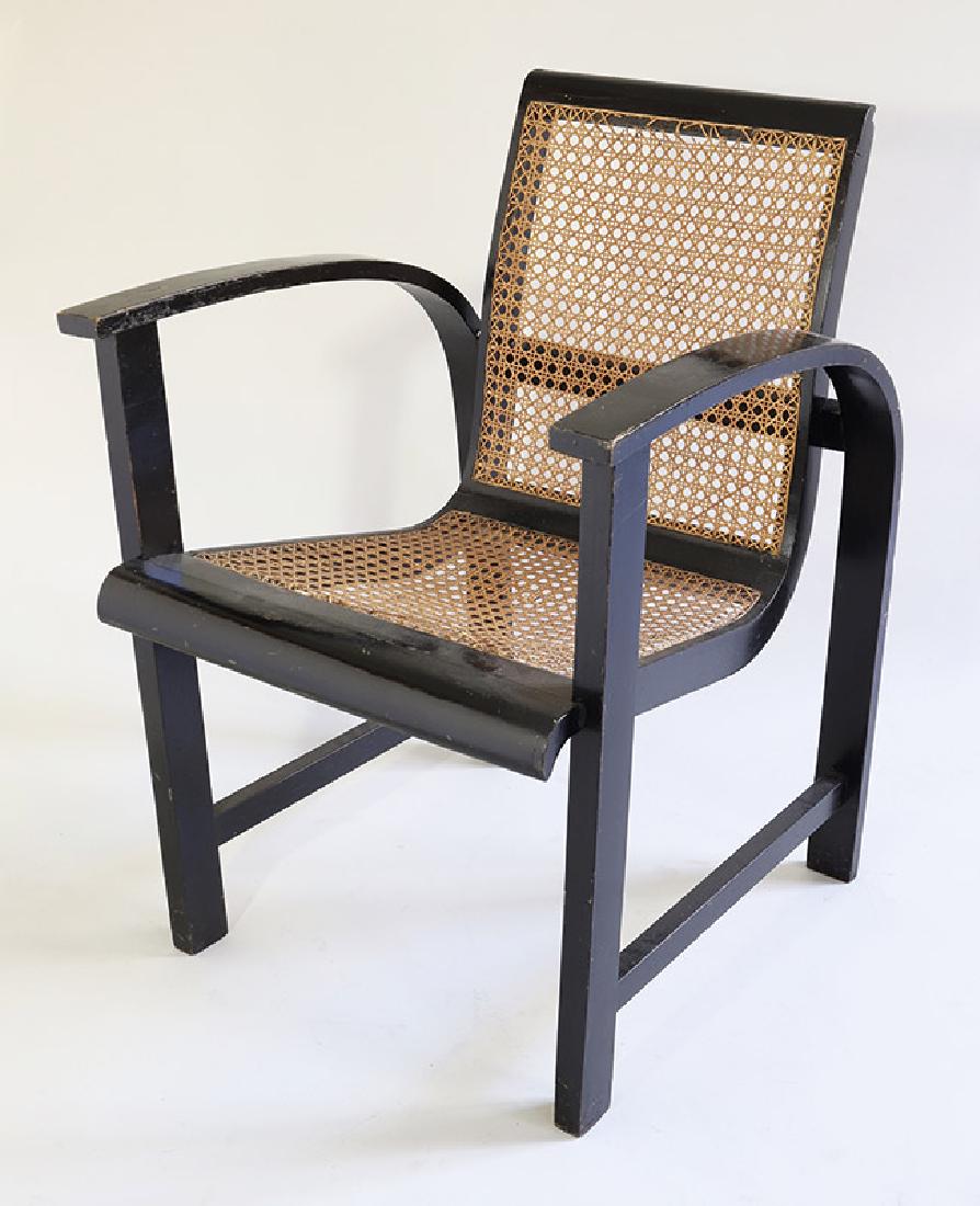 Armchair Erich Dieckmann: Bentwood, painted black, seat and back with cane, 85 x 58 x 59 cm., Design about 1930, Literature: Vgl. Fiell, Charlotte & Peter, 1000 chairs, KÃ¶ln 2015, Abb. S. 102.