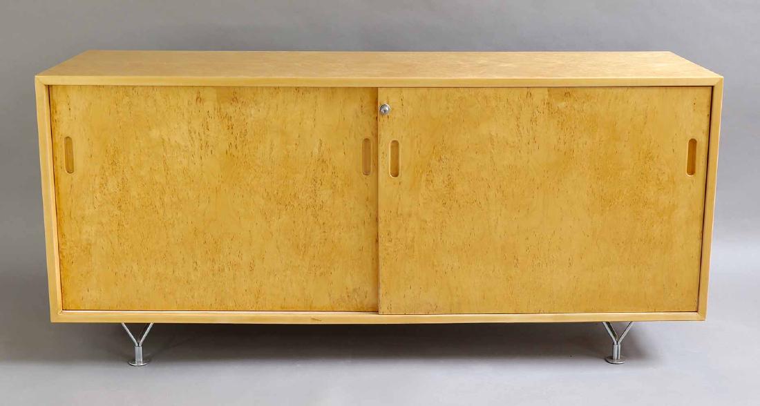 Bruno Mathsson, Mathsson International, Sideboard MI: Sideboard model MI 806. Designed in 1967. Body in Karelian birch, legs in chromed metal. 72 x x158 x 46 cm. Labeled.