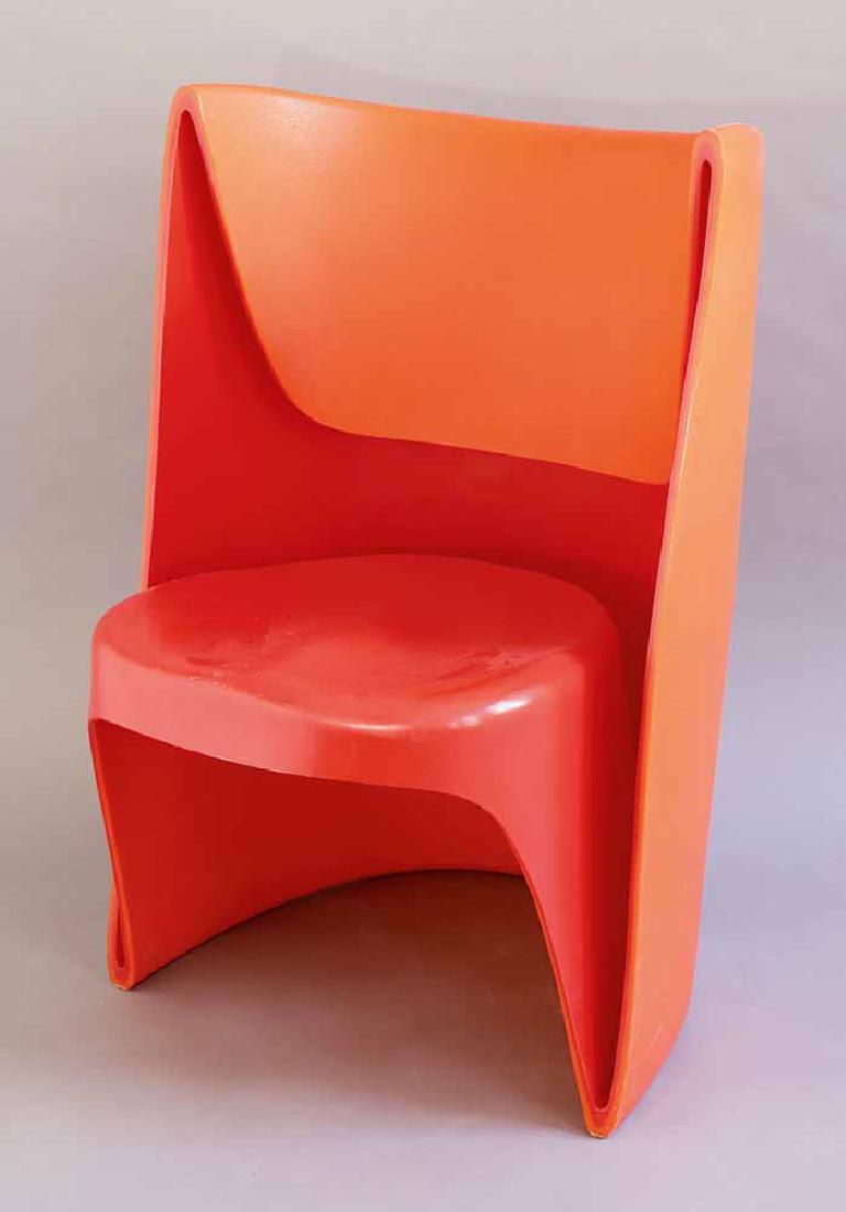 Ron Arad, Cappellini, Chair Mod. None Rota: Chair Model None Rota. Design from 2002. Orange and red polyethylene. 86 x 57 x 63 cm. Signed on the reverse.