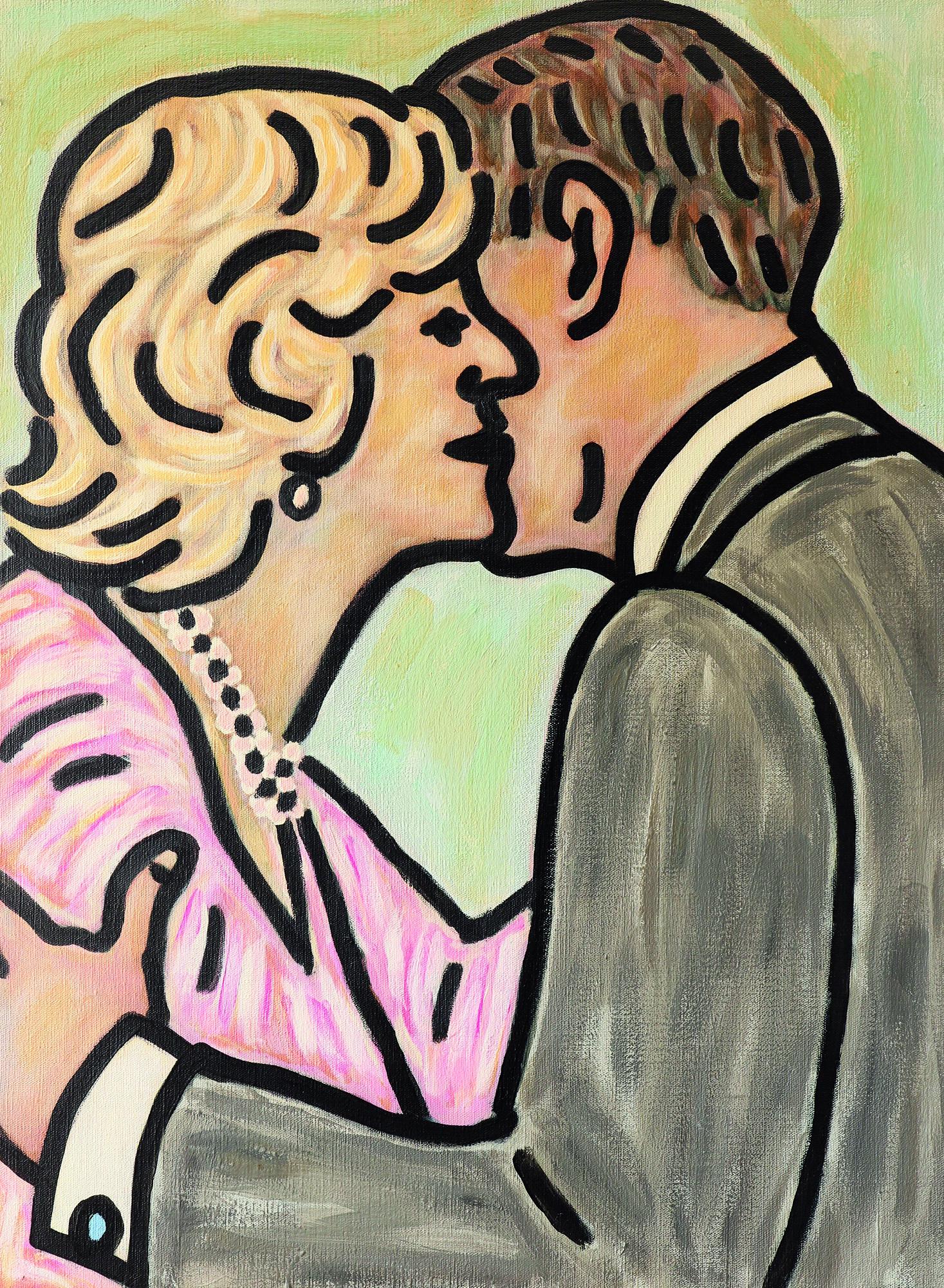 C. O. Paeffgen*, Large Painting: C.O. Paeffgen*, (1933-2019), (Untitled). 1999. Camilla Parker Bowles and Prince Charles. Acrylic on canvas. 100 x 75 cm. Signed and dated on the reverse: C.O.P. 99