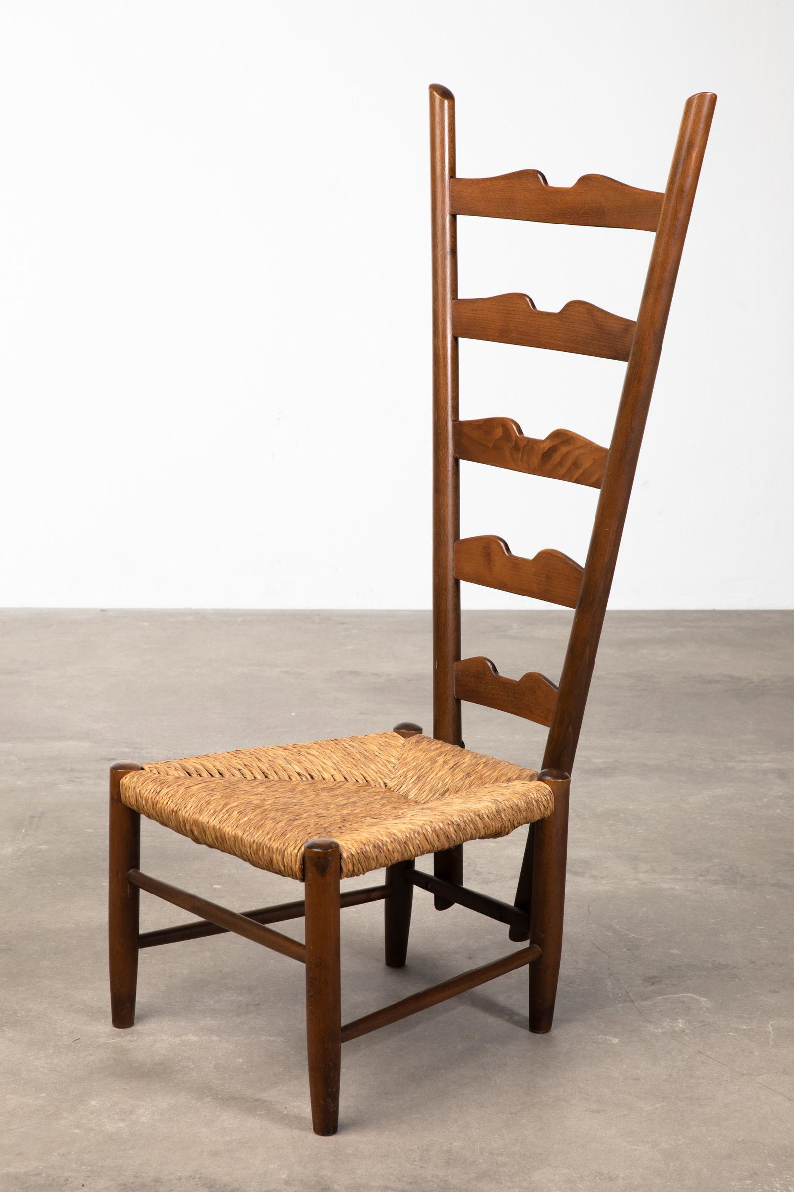 Gio Ponti, Fireside High Back Chair: Giò Ponti, Casa e Giardino, Fireside chair with high back. Designed around 1939. Wood and cane weave. 103 x 39 x 50 cm.