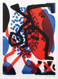 A.R. Penck*, Wächter: A.R. Penck*, (1939-2017) Wächter (Guardian). Color aquatint on Zerkall laid paper. From an edition of 50 copies here the number 21. Cutout 95 x 70 cm. Numbered lower left: 21/50, titled in the mi
