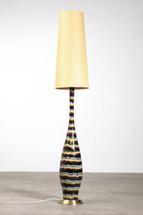 San Polo, large Floor Lamp: San Polo Floor lamp. Designed in the 1950s/60s. Ceramic, brass, fabric shade. H. 165 cm, foot: D. 21 cm. Inscribed 'San Polo' on the bottom of the ceramic.