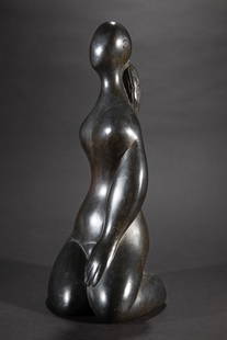 Baltasar Lobo*, Jeune Fille / Sitting woman: Baltasar Lobo*, (1910-1993) Jeune Fille/ Seated. Draft 1968/69, cast around 1971/72. Bronze, patinated. H. 37.5 cm. Signed on the reverse at the lower edge: Lobo and numbered E.A. 3/4 (engraved, stamp