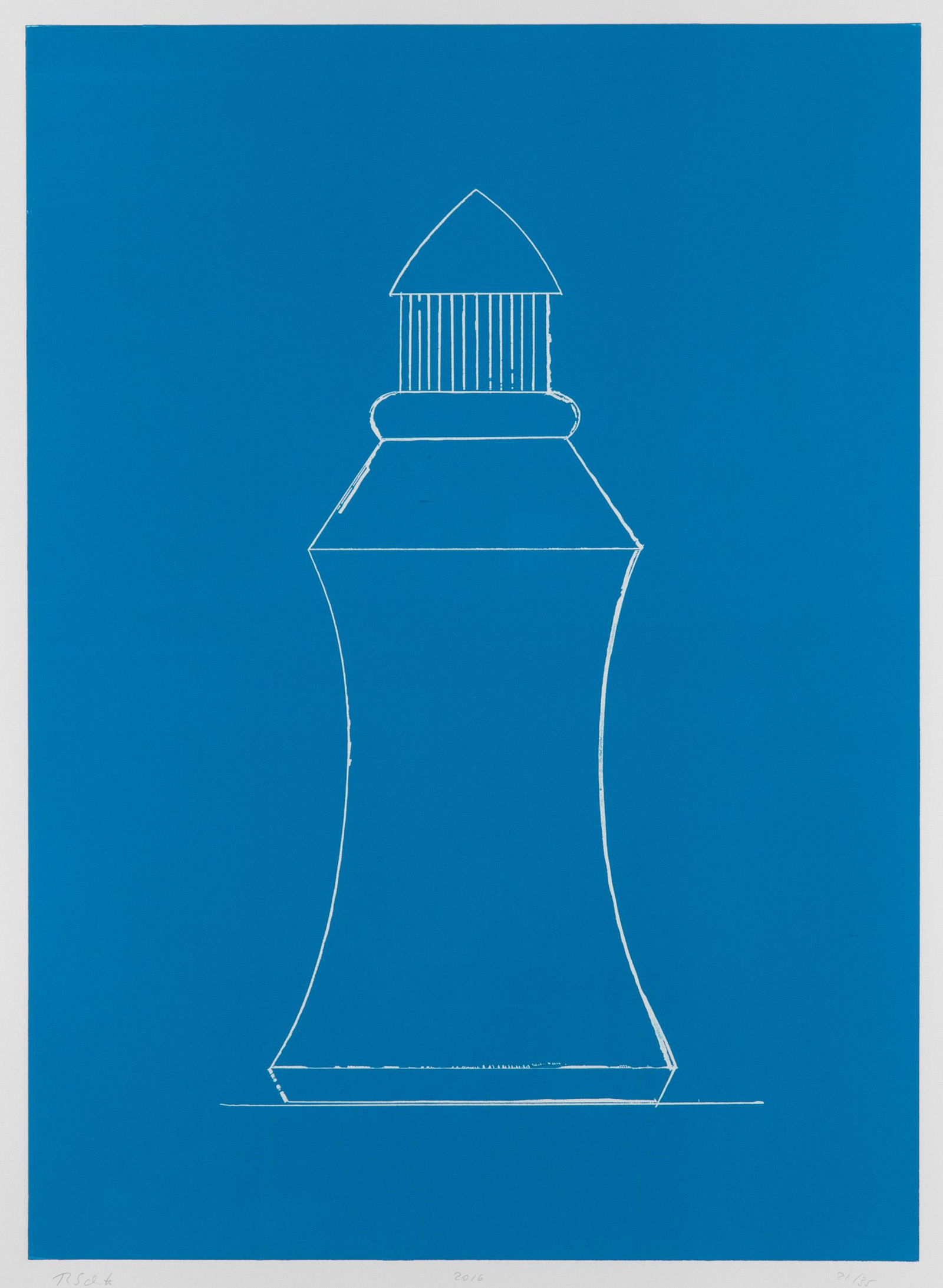 Thomas Schütte*, Gartenzwerg / gnome, blue: Thomas Schütte*, *1954 Garden Gnome (Blue). 2016. Color etching on paper. 87.7 x 64.5 cm. No. 21 from an edition of 35 copies. Signed, dated and numbered on the lower edge: 2016, 21/35. Framed be