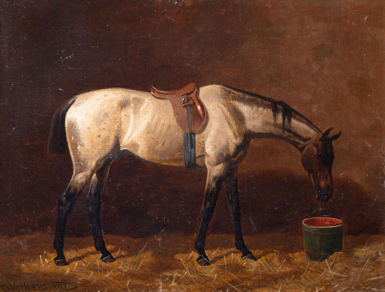 Emil Volkers, Painting, White Horse (1 of 6)