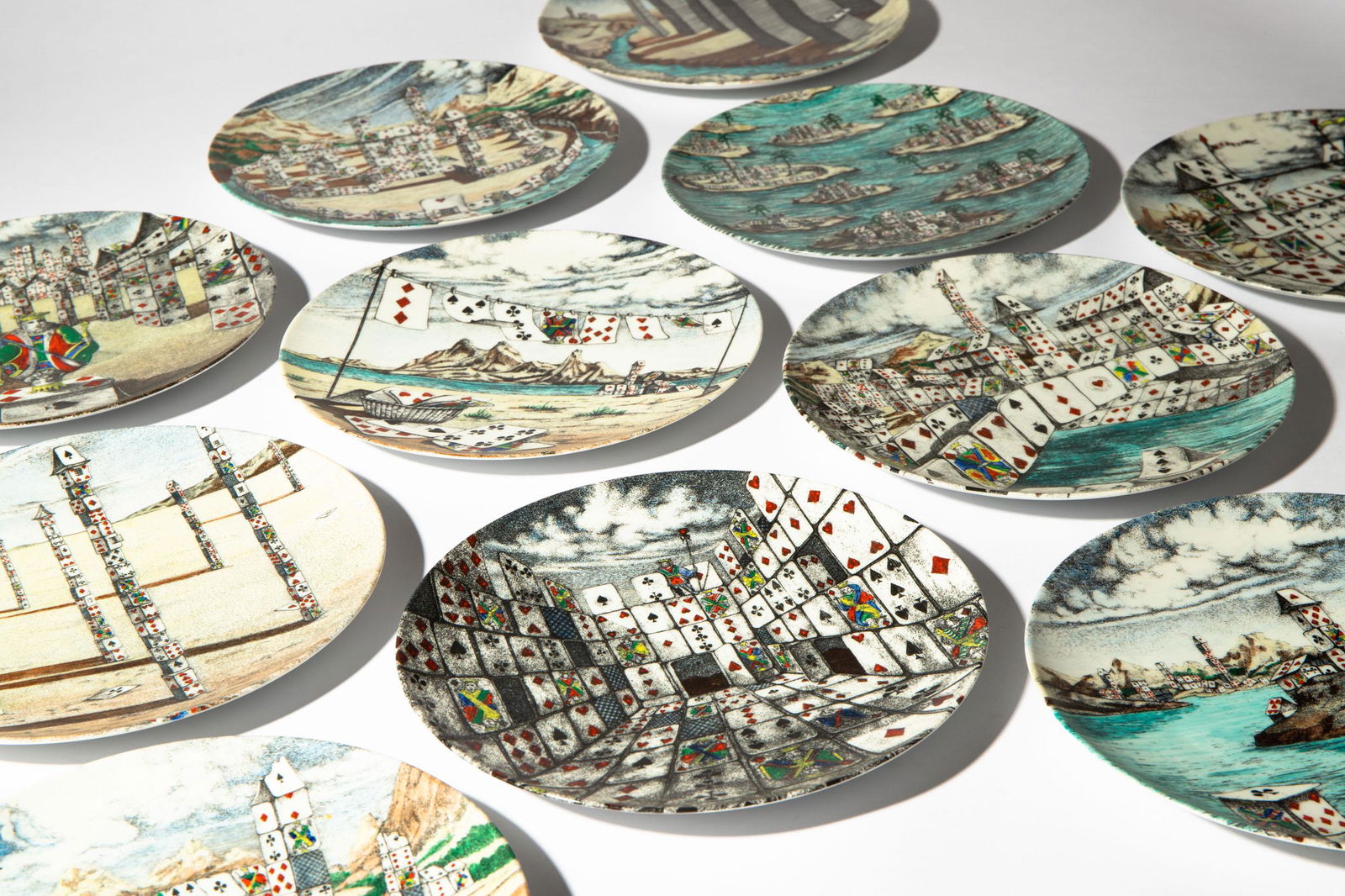 Piero Fornasetti, 12 Plates Model Città di Carte (1 of 7)