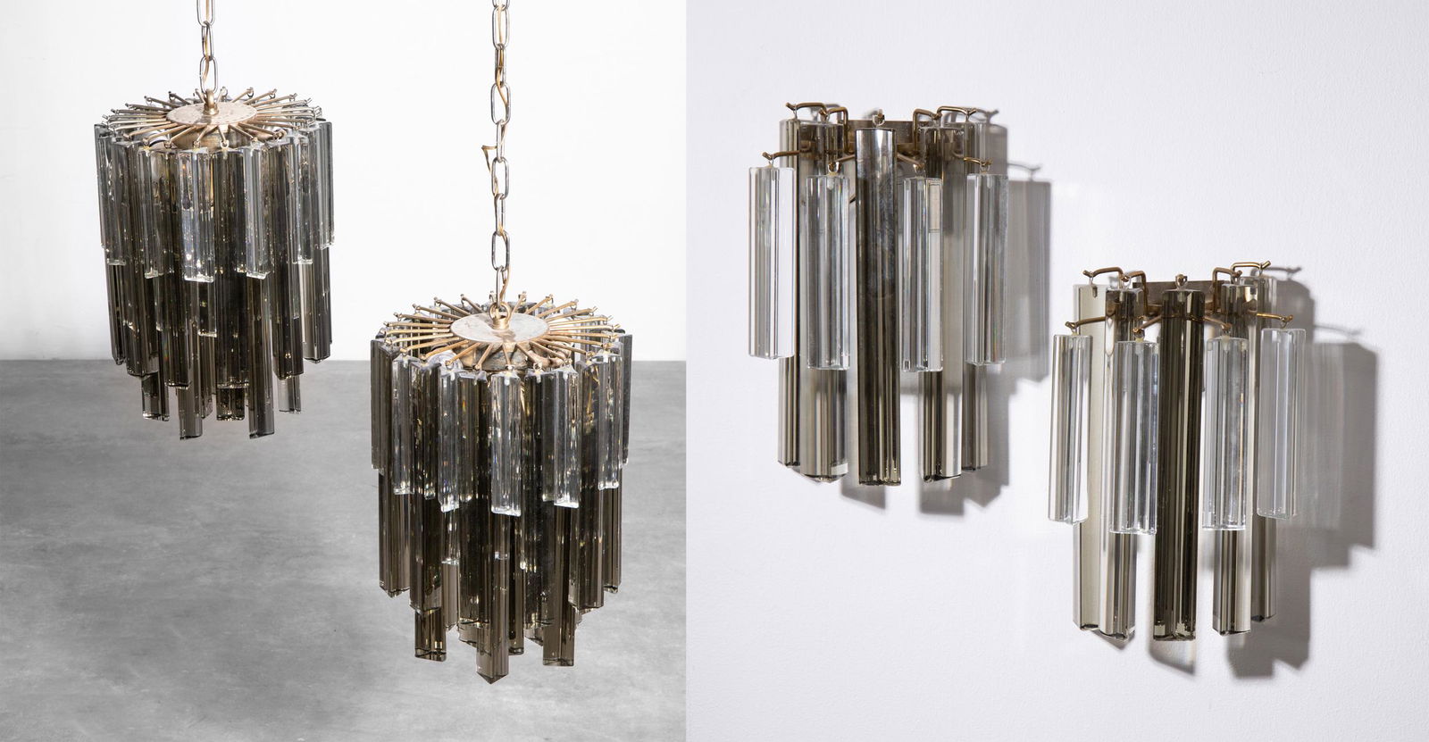 Venini, 2 Pendant Lights + 2 Wall Lights from the Trilobo series (1 of 9)