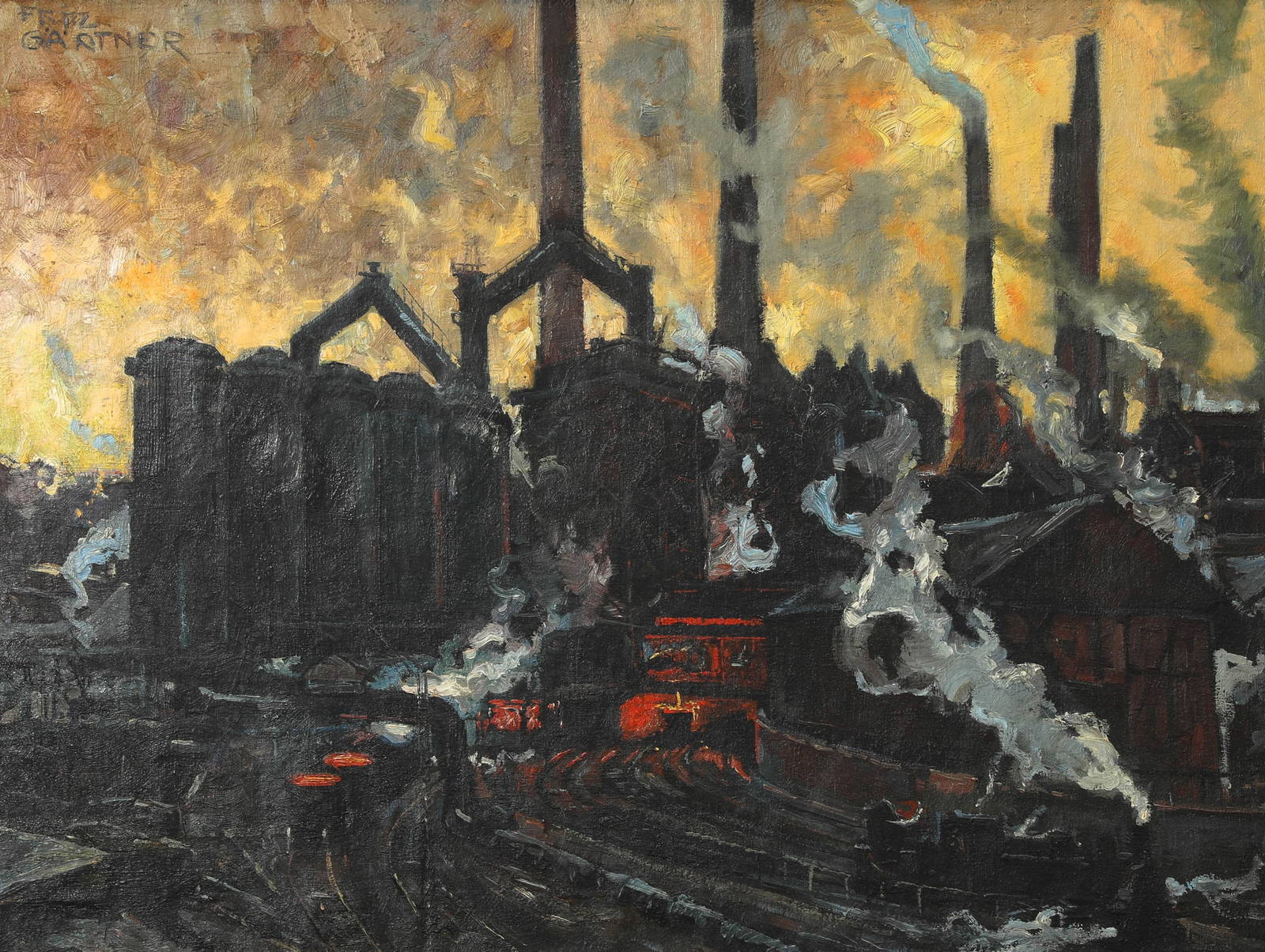 Fritz Gärtner, Industrial Landscape With Steelworks Auction