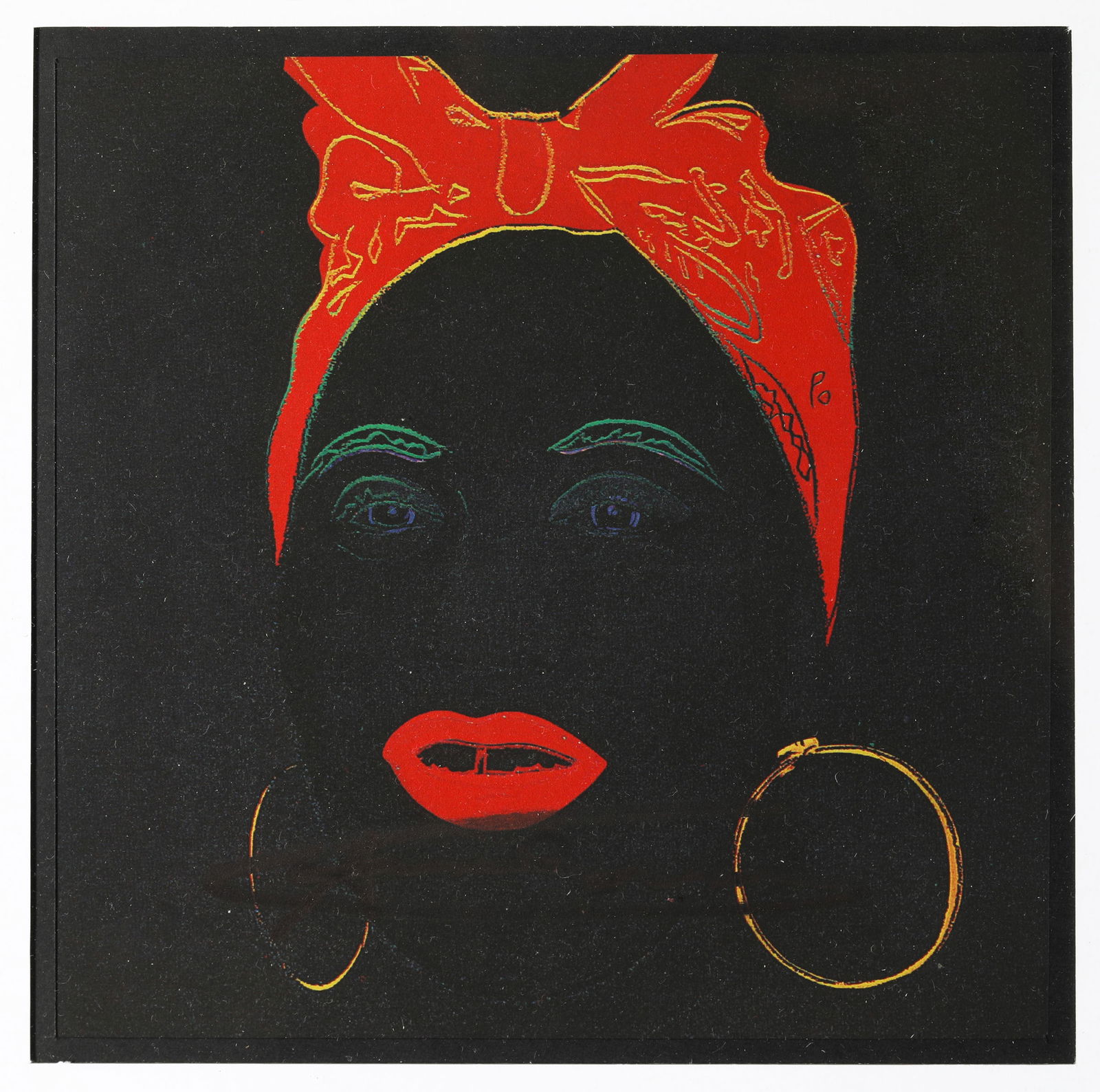 Andy Warhol, Mammy: Andy Warhol, (1928 - 1987) Mammy. 1981. Postcard. 17 x 17 cm. Signed lower center: Andy Warhol. Inscribed on the reverse: MYTHS, Mammy, Silkcreen, 38 'x 38', Sylvia Williams photographed by Andy Warho