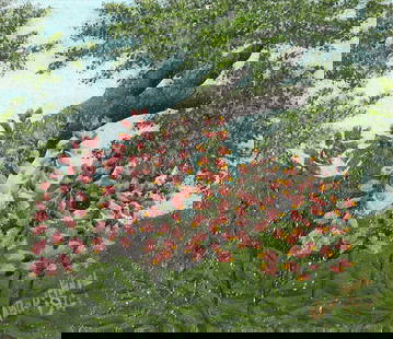 André Bauchant, Untitled (Digitalis/Foxglove): André Bauchant, (1873-1958) Untitled (Digitalis/Foxglove). 1941. Oil on wood. 19 x 22 cm. Signed and dated lower right: ABauchant 1941.