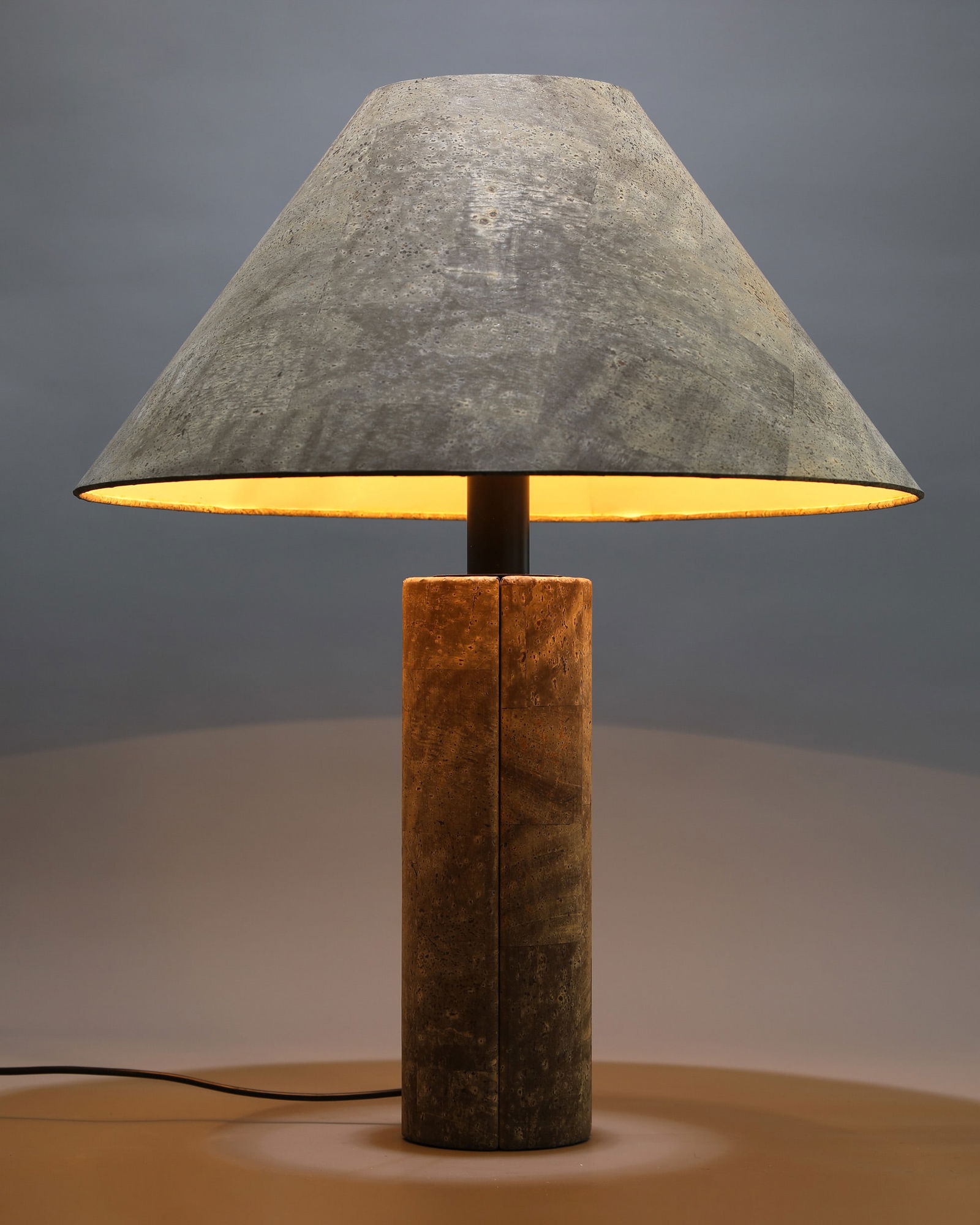 Ingo Maurer, Design M, Cork Table Lamp: Ingo Maurer Design M Table lamp. Design 1970s. Cork, metal and plastic. H. 74, D. 61 cm.