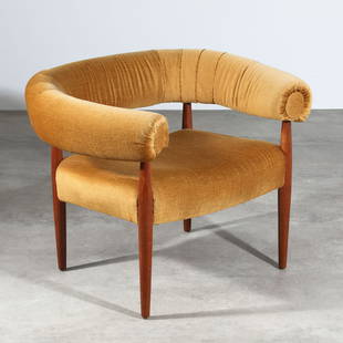 Nanna Ditzel, Lounge Chair, Model Ring Chair: Nanna Ditzel Lounge chair, model Ring Chair. Designed 1958. Teak, velor fabric. 66 x 86 x 72 cm. Literature: Noritsugu Oda, Danish Chairs,Tokyo 1996, Abb. S. 167: