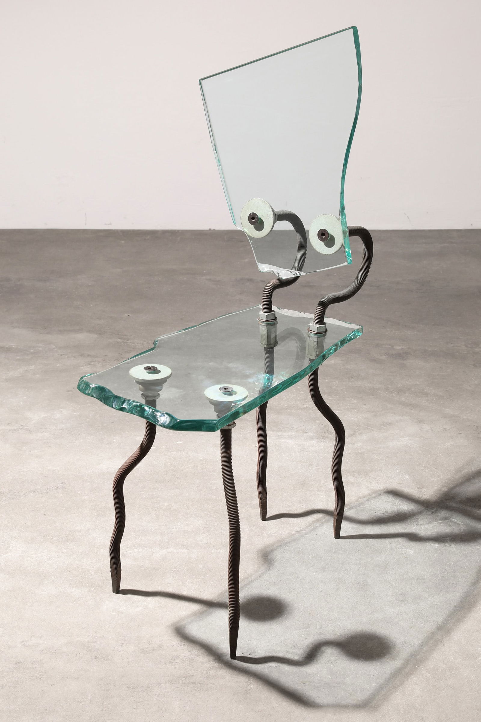 Danny Lane, Chair, model Etruscan Chair: Danny Lane Danny Lane, chair model Etruscan Chair. Glass, steel and aluminum. 102 x 37 x 66 cm. Literature: Volker Albus & Volker Fischer, 13 nach Memphis, Frankfurt am Main 1995, Abb. S. 94.
