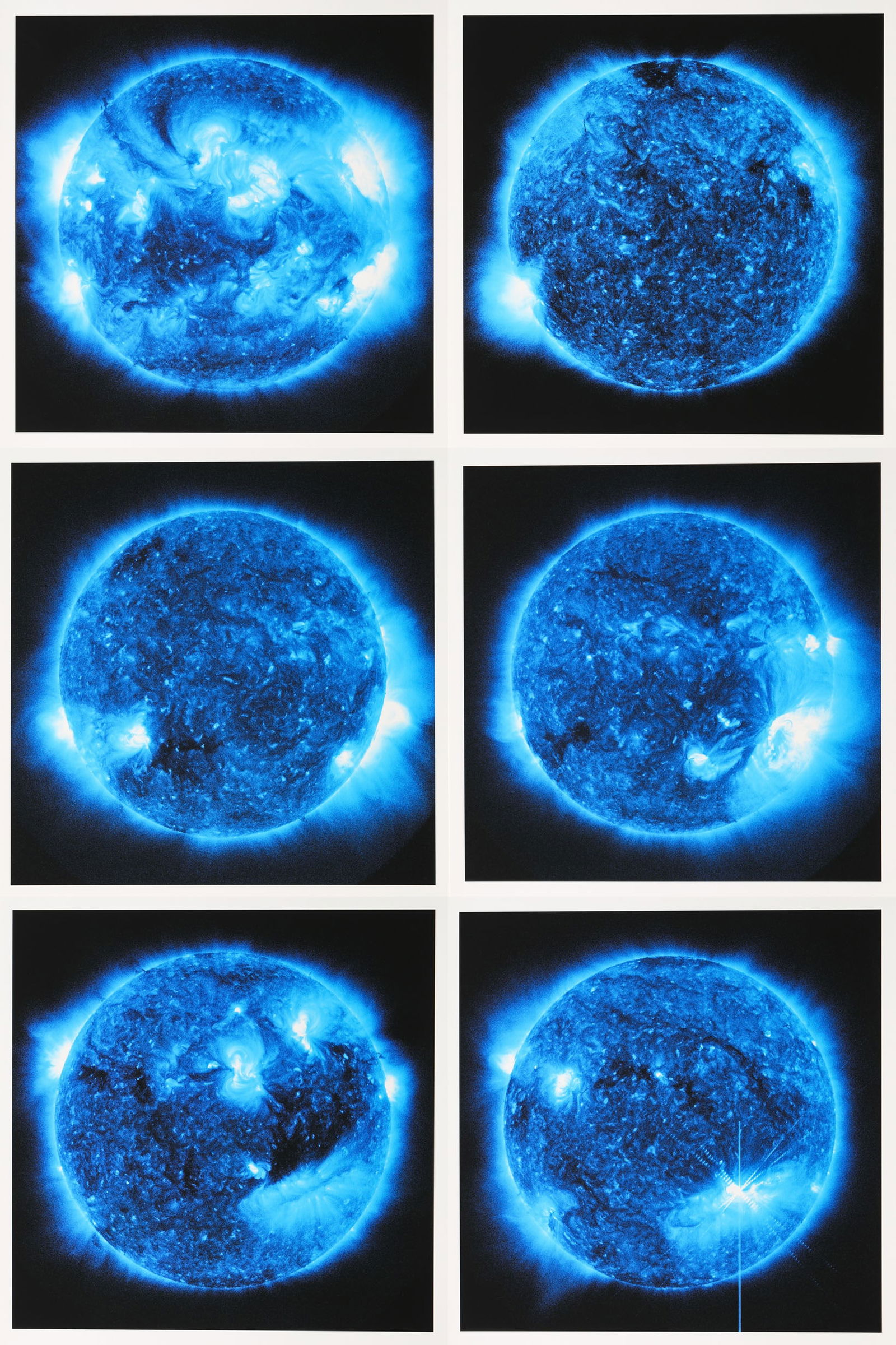 Katharina Sieverding*. Die Sonne bei Mitternacht: Katharina Sieverding*, (*1944) Die Sonne bei Mitternacht/ The sun at midnight. 6 sheets. Pigment prints on wove paper. Motif 40 x 40 cm / sheet: 47 x 43 cm. Signed and dated on the title page: Sieverd