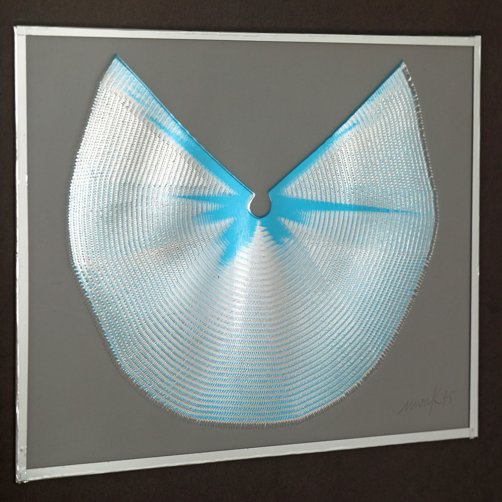 Heinz Mack*, Lichtstern, 1975, signed: Heinz Mack*, (*1931) Lichtstern / Star of Light. 1975. Color silkscreen and embossed print on aluminum foil cardboard. 21 x 27.5 cm. Signed and dated in pencil lower right: Mack75. Framed behind glass