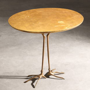 Meret Oppenheim, Simon/Gavina, Side Table, model Traccia: Meret Oppenheim Simon/Gavina Side table, model Traccia. Designed in 1936, manufactured from 1973. Bronze, wood, gold leaf. 64 x 68 x 53 cm. Designed for the Collezione Ultramobili by Simon, Dino