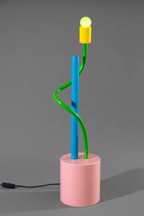 Michele de Lucchi, Table Lamp, model Sinerpica: Michele de Lucchi Table lamp, model Sinerpica. Designed in 1978. Colored painted metal. H. 74 x D. 17 cm. Literature: Constance Rubini, Mermphis - Plastic Field, Bordeaux 2019, Abb. S. 29.