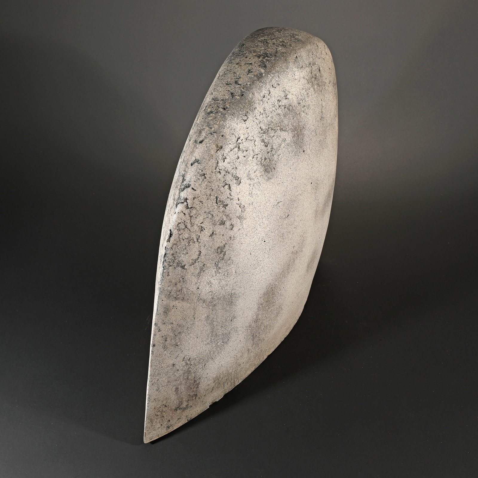 Fritz Vehring, Helm: Stoneware, white-gray glazed. Hollow work. 37 x 41 x 13 cm. Marked inside: FV 82, incised.