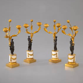 France, 19th century, 2 pairs of Empire candlesticks (1 of 7)
