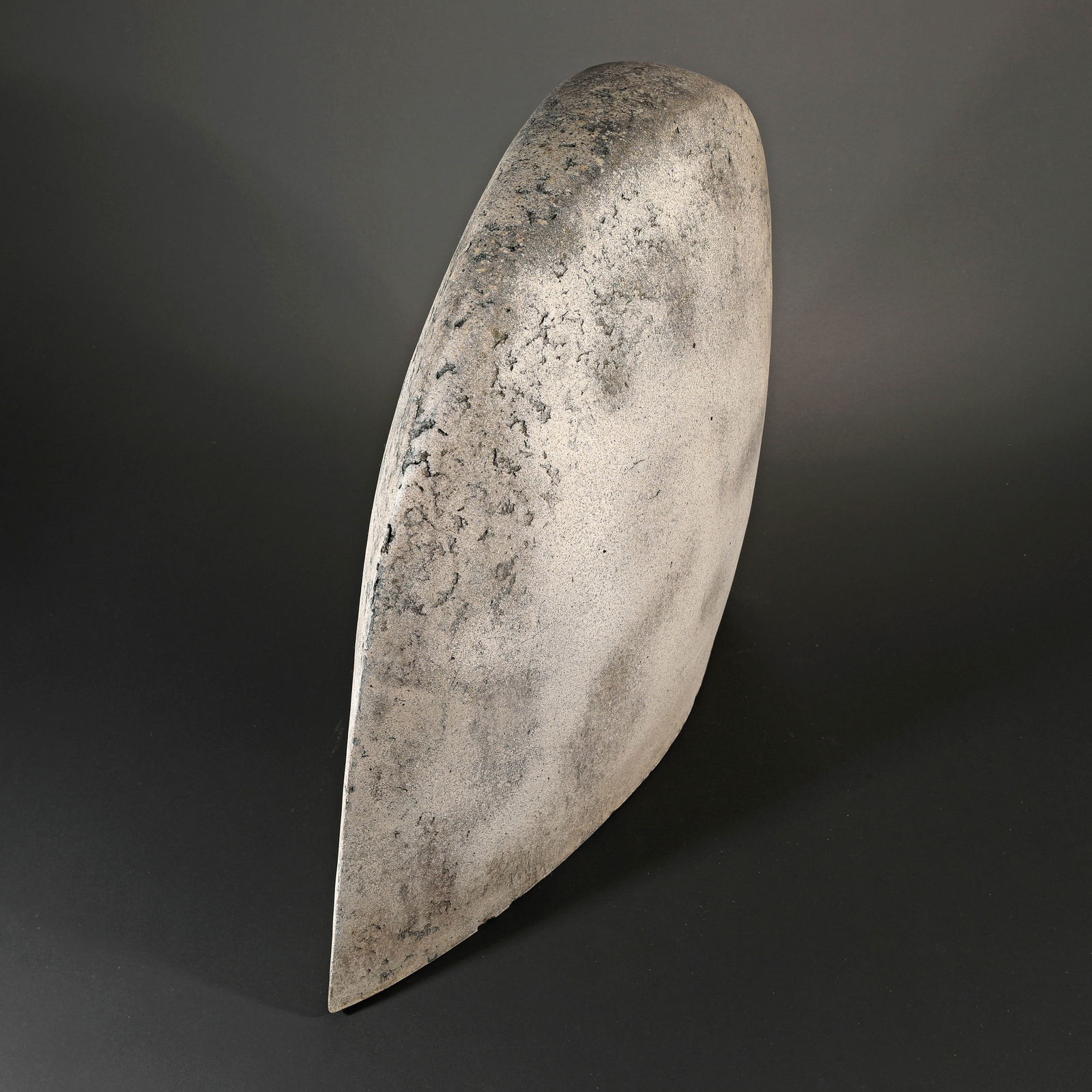 Fritz Vehring, Helmet: Stoneware, white-gray glazed. Hollow work. 37 x 41 x 13 cm. Marked inside: FV 82, incised.