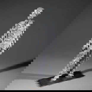 Stephan Balkenhol (1957), Standing Man, 2006: Cast antimony lead on a rectangular iron base. Publisher: Griffelkunst-Vereinigung Hamburg. 32.5 x 10.5 x 3.5 cm. Inscribed beneath the base: griffelkunst 2006 S. Balkenhol (engraved), 322 (stamped).
