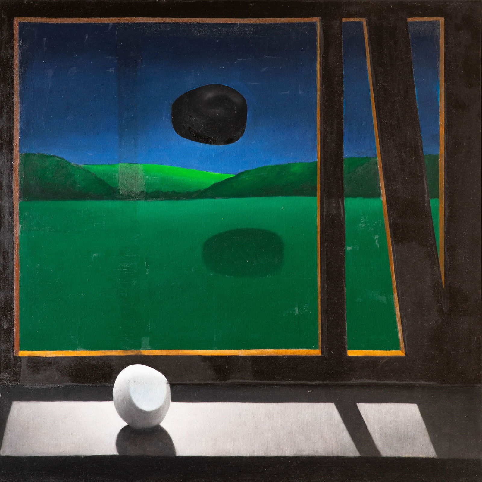 Paramjit Singh (1935), 'The Window', 1970: Paramjit, Singh Oil on canvas. 100 x 100 cm. Signed, dated, and titled on the reverse: Paramjit Singh (19)70 'The Window'. Framed and described accordingly.