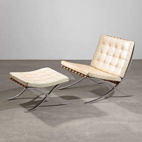Ludwig Mies van der Rohe, Lounge chair model Barcelona + ottoman (1 of 5)