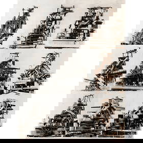 Bernd and Hilla Becher*, '9 Images of Blast Furnaces', 1968: Bernd Becher Photograph. 40.5 x 30.7 cm. Signed in pencil on the back of the mount: Becher. Photograph inscribed 22 on the back. Framed behind glass in a mount and inscribed accordingly. Gift from the