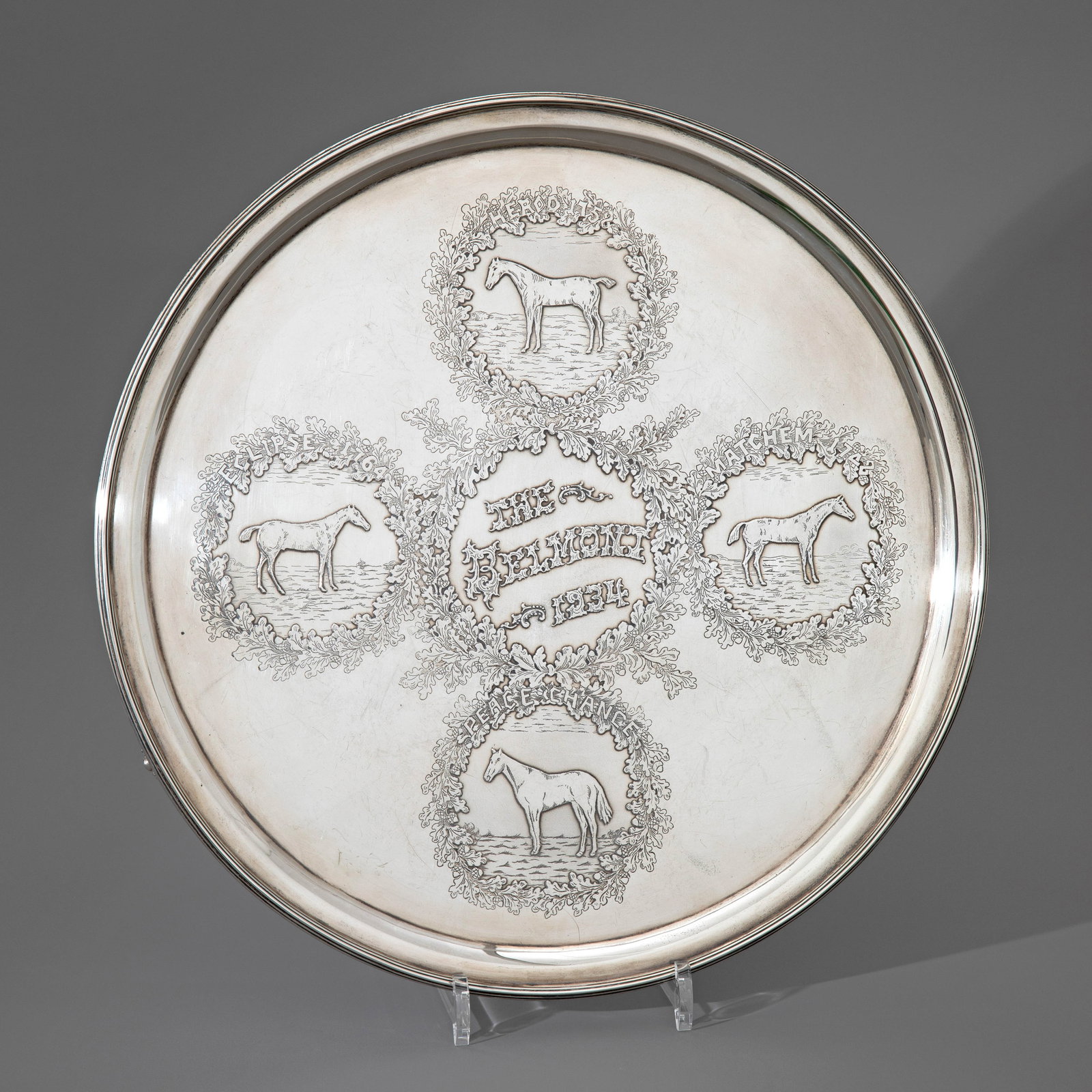 Important equestrian trophy 'The 1934 Belmont Stakes Winners Silver Salver' (1 of 6)