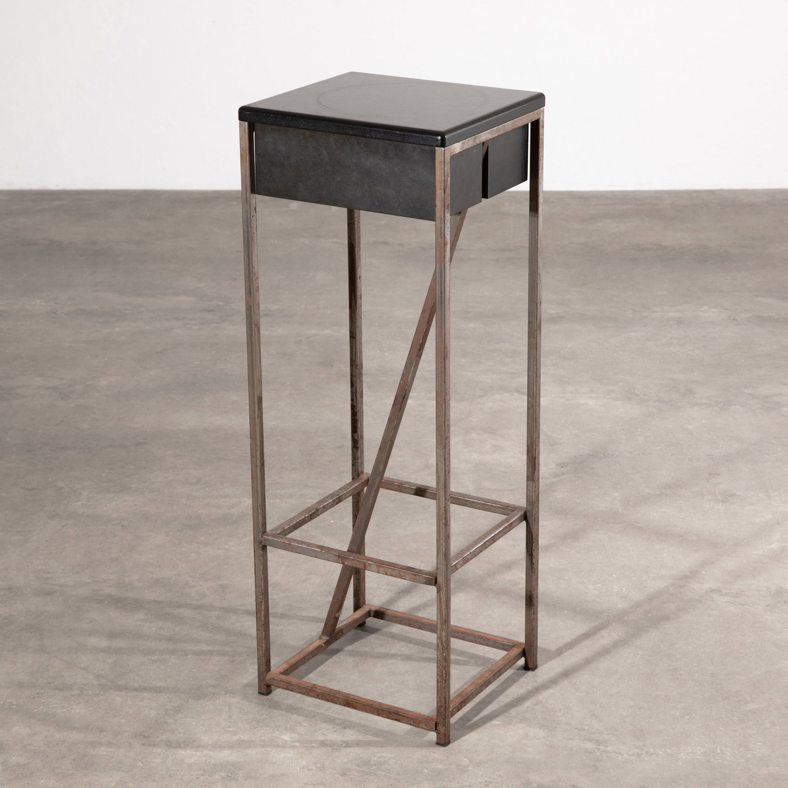 Pentagon, Bar stool, custom-made for the Schüppenhauer Gallery: Pentagon Designed and manufactured by Pentagon around 1997 for the Schüppenhauer Gallery in Cologne. Only six of these bar stools were ever produced. Made of square steel tubing and black lacquer