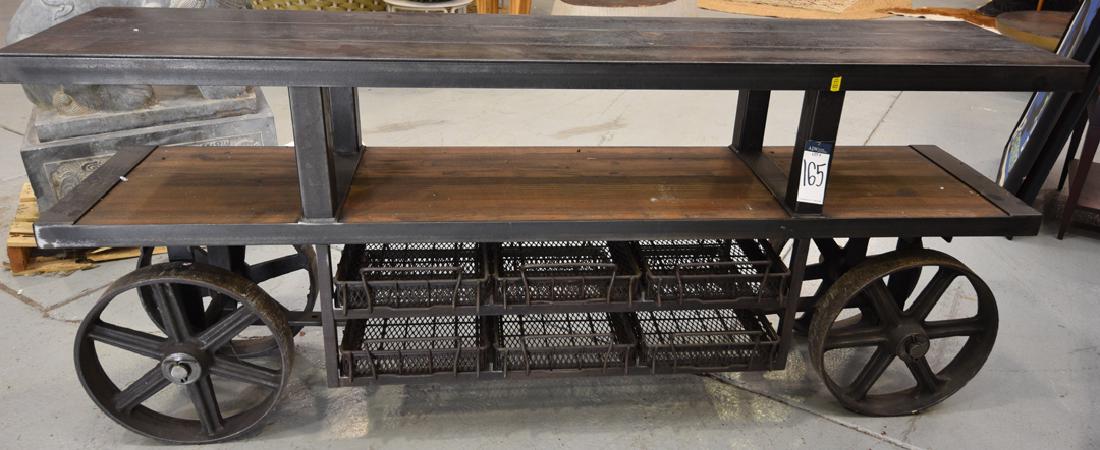 Large Plate Steel & Wood industrial Cart (1 of 1)