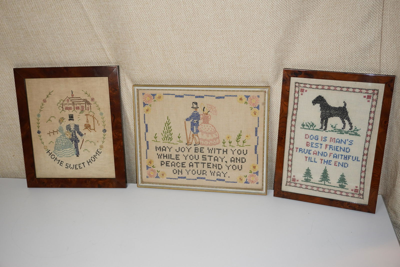 GROUP OF 3 VINTAGE FRAMED SAMPLERS (1 of 4)