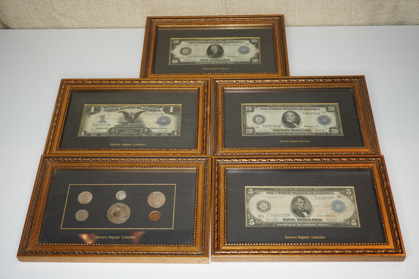 GROUP OF FRAMED 1914 BANKERS NOTES (1 of 6)